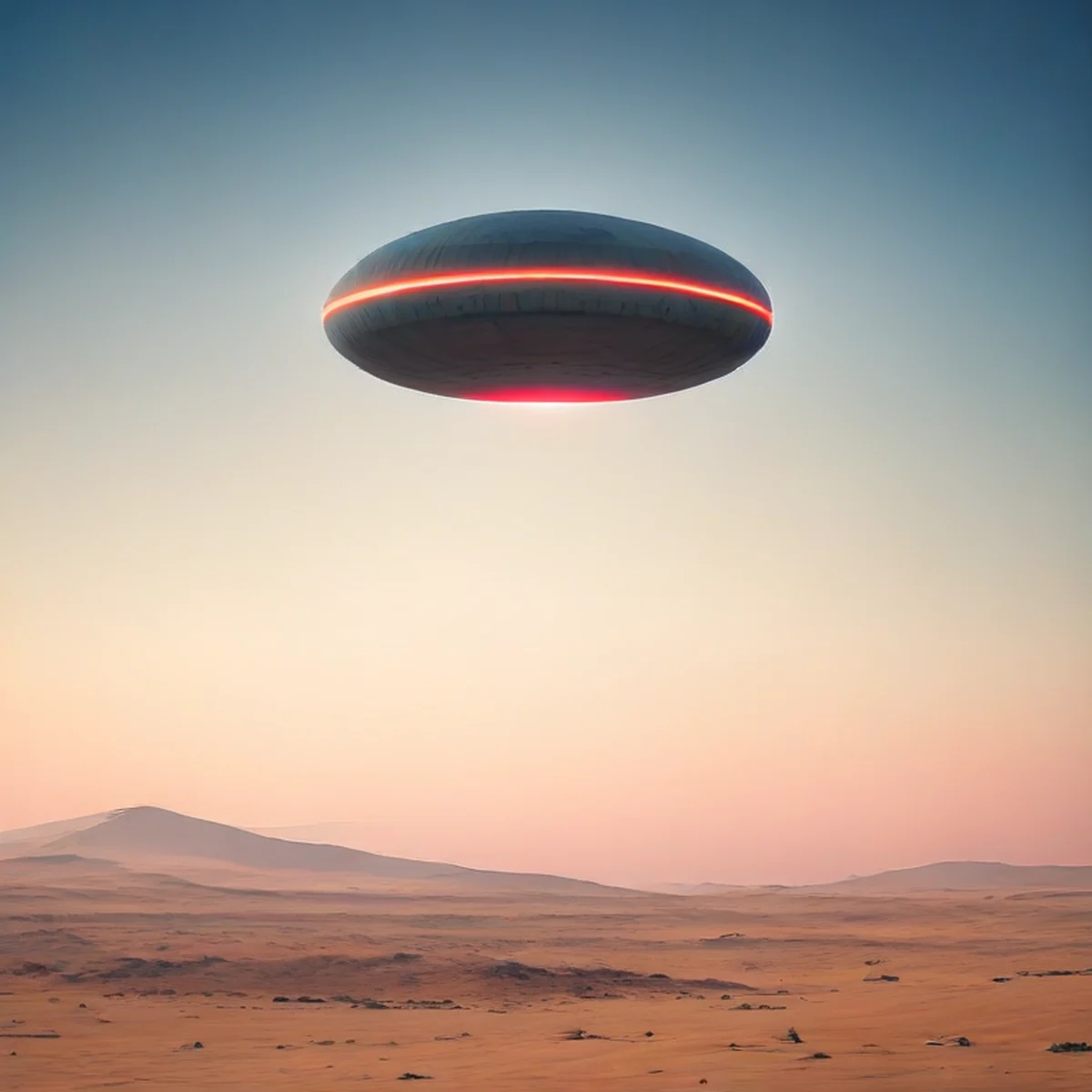 Objeto volador no identificado sobre el horizonte del desierto.