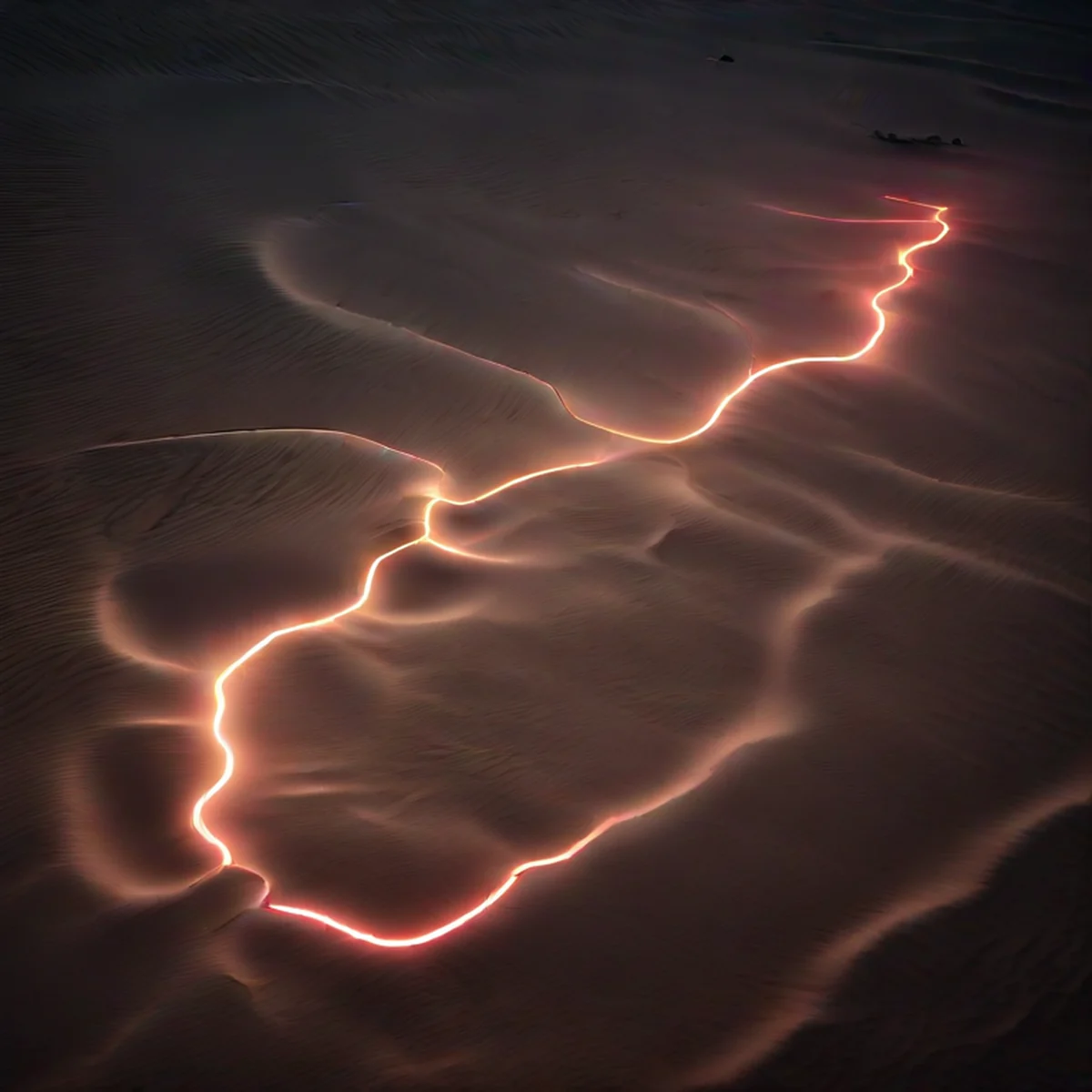 Luzes misteriosas no solo do deserto