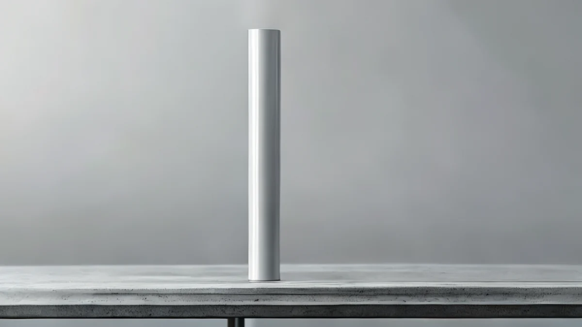 Een lichtgewicht, gladde fiberglasstafel met cilindrische vorm.