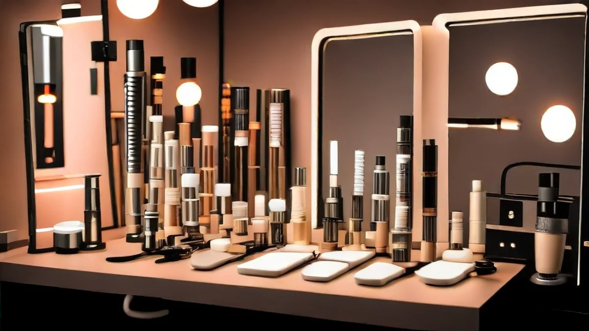 Hinterbühne-Badroom mit metallischer Make-up-Spiegel und LED-Beschaltung