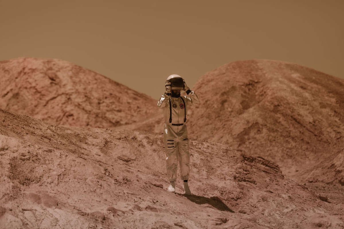 NASA rover in Martian terrain